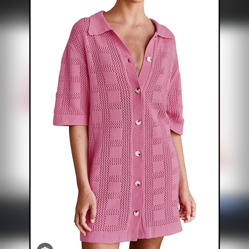 Pink Knit Swim Cover-Up XS